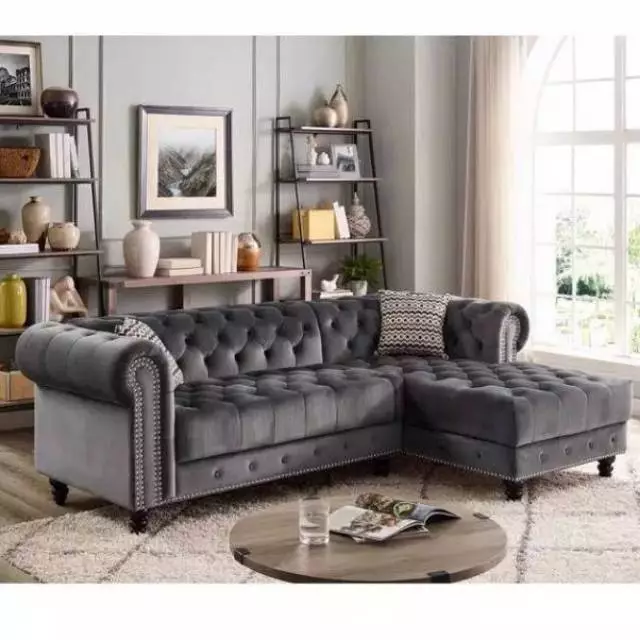 Sofa kursi tamu chesterfield 3 seater+puff minimalis