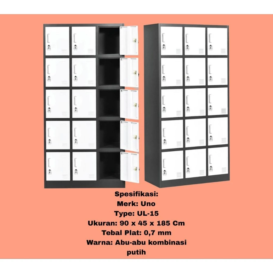 LOKER BESI LOKCER BESI PINTU LEMARI KABINET 4/6/9/12/15 PINTU KETEBALAN 0.7 MM 15 pintu