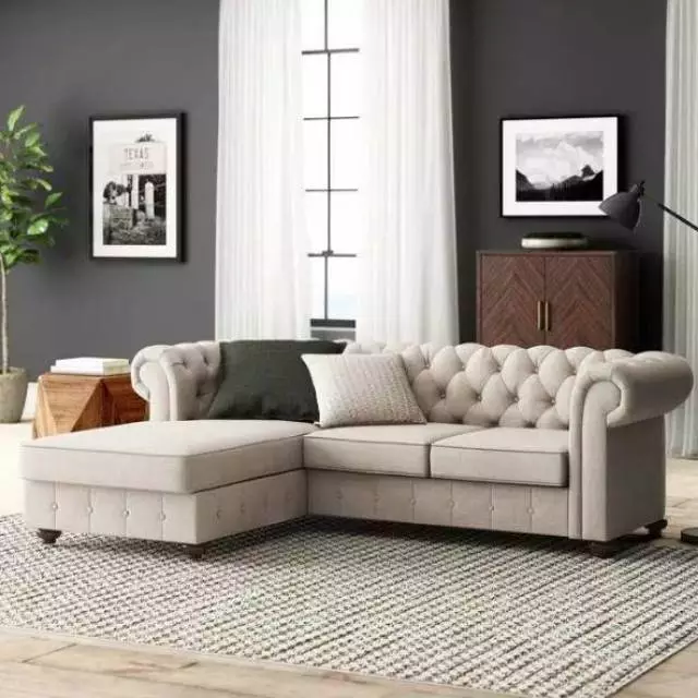 Sofa kursi tamu chesterfield 3 seater+puff minimalis