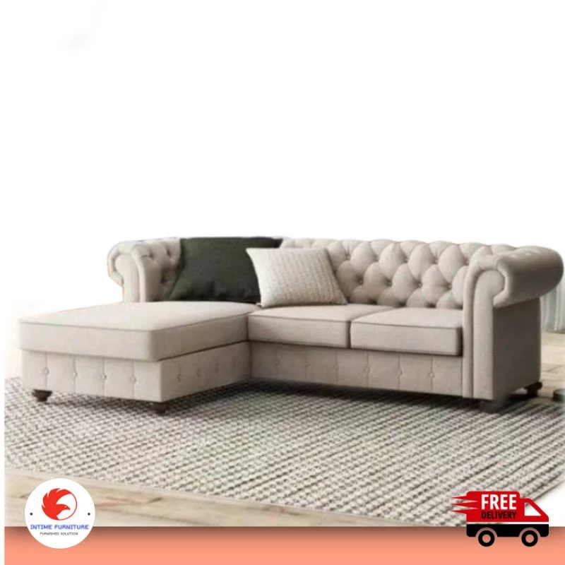 Sofa kursi tamu chesterfield 3 seater+puff minimalis