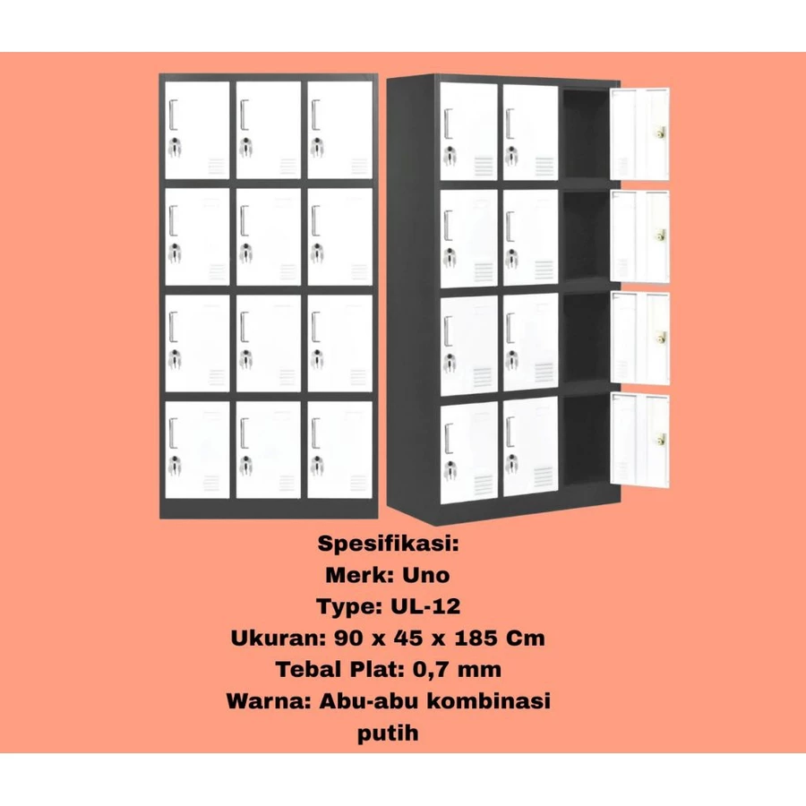 LOKER BESI LOKCER BESI PINTU LEMARI KABINET 4/6/9/12/15 PINTU KETEBALAN 0.7 MM 12 pintu