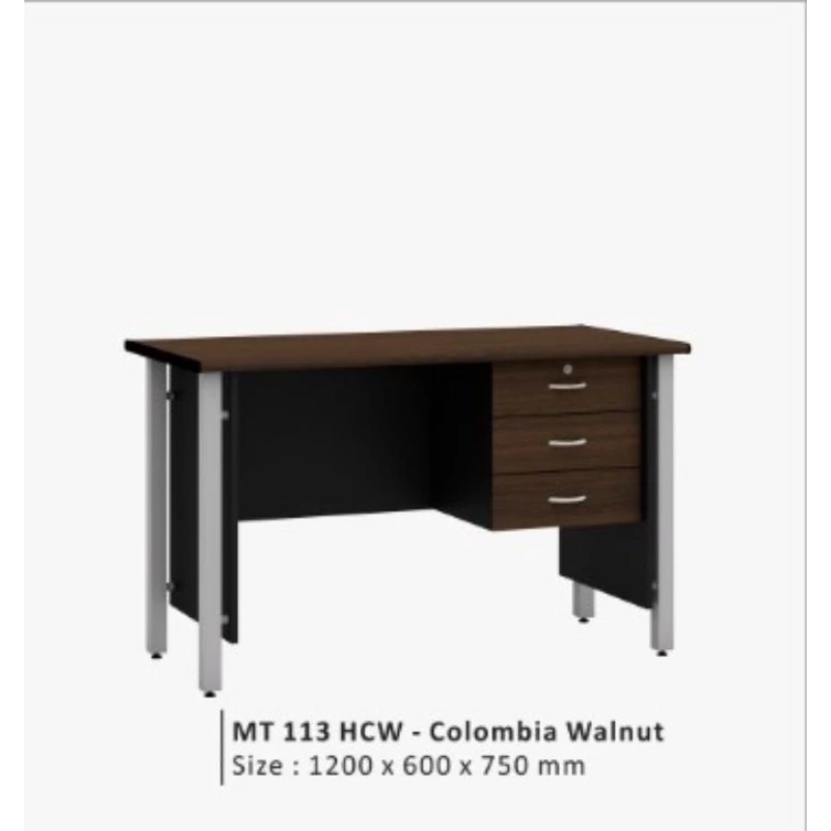 Meja tulis - Meja kantor - Meja besi - Meja kerja minimalis hitam 3 laci