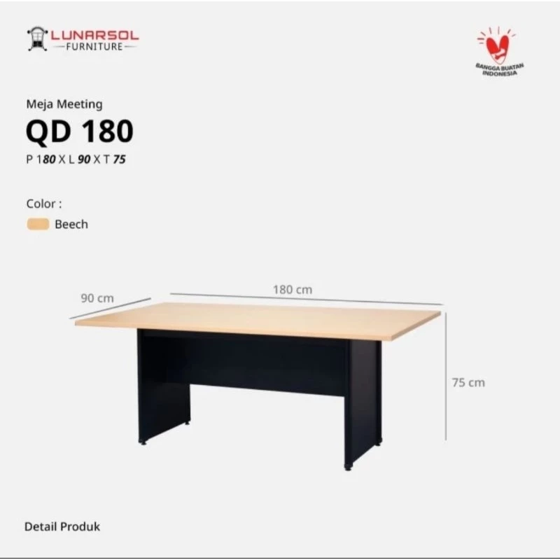 MEJA MEETING KANTOR MEJA RAPAT MEJA KERJA MEJA MEETING MINIMALIS QD 180 MAX 10 ORANG
