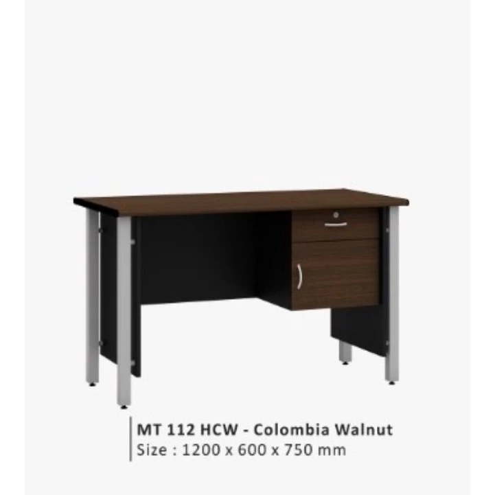 Meja tulis - Meja kantor - Meja besi - Meja kerja minimalis hitam 1 laci