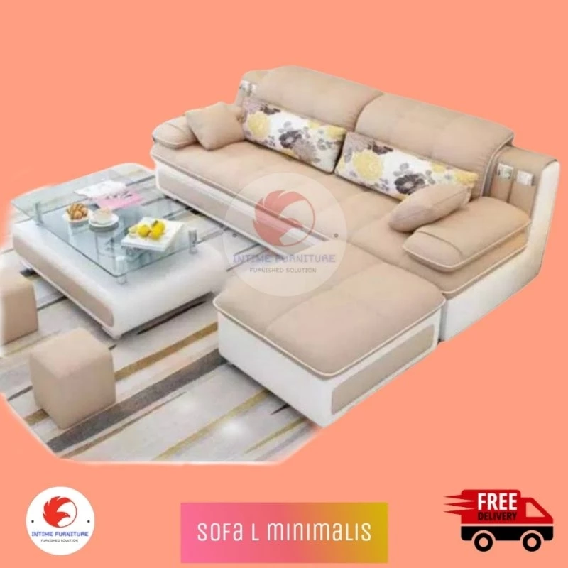Sofa minimalis - Sofa L nagoya bantalan - Kursi tamu FREE 2 PUFF TERBARU