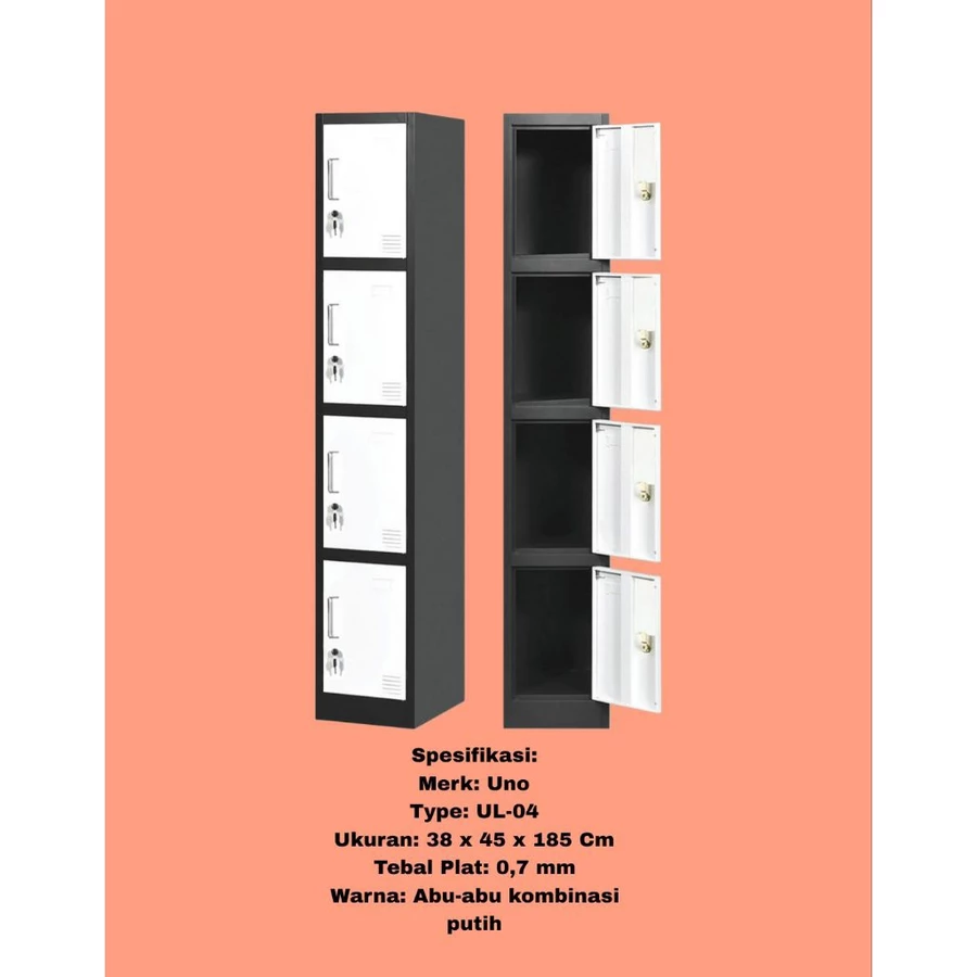 LOKER BESI LOKCER BESI PINTU LEMARI KABINET 4/6/9/12/15 PINTU KETEBALAN 0.7 MM 4 pintu